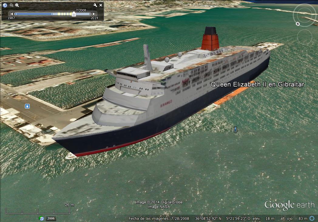 MS Queen Elizabeth II en Gibraltar - 2008 (y en 3D) 1 - Grandes Barcos, quien da mas?