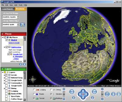 Google Earth. Vista de la tierra desde el satelite
