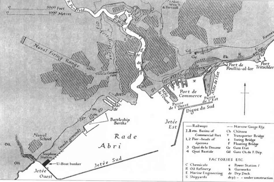 Base naval de Brest  (Plano) - Barcos Alemanes - 2ª Guerra Mundial