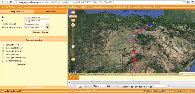 GPS-Tracer Orange y compartir rutas en Google Earth 1