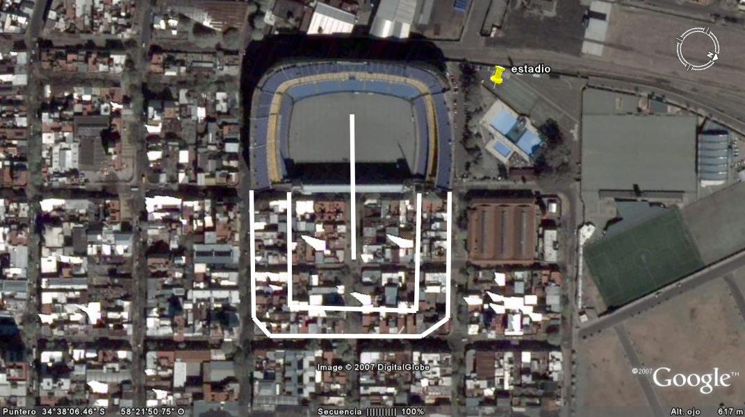 Estadio de futbol de Boca Juniors le falta la mitad. 1