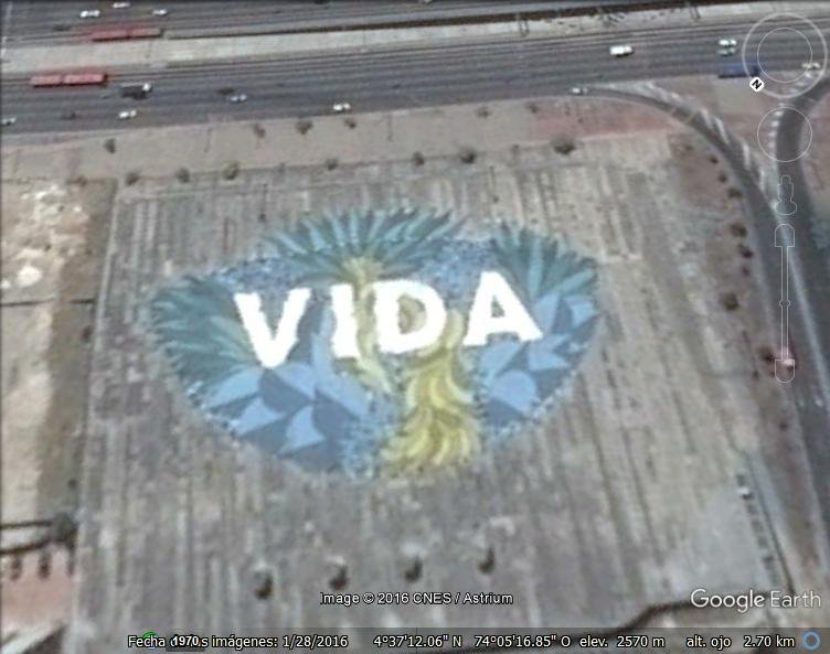 Cartel de Vida en Bogota 1 - Bandera EAU pintada en una ladera 🗺️ Foro General de Google Earth