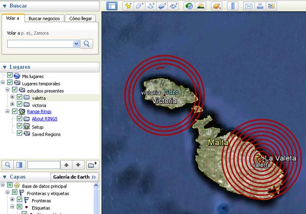 Es posible trazar circulos con Google Earth