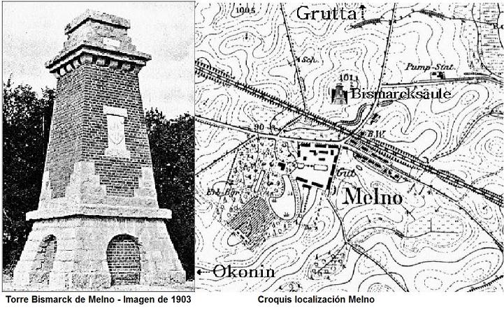 Columna Bismarck en Melno Alemania hoy Melnie Polonia 0 - LOCALIZACION DE LAS TORRES DE BISMARCK