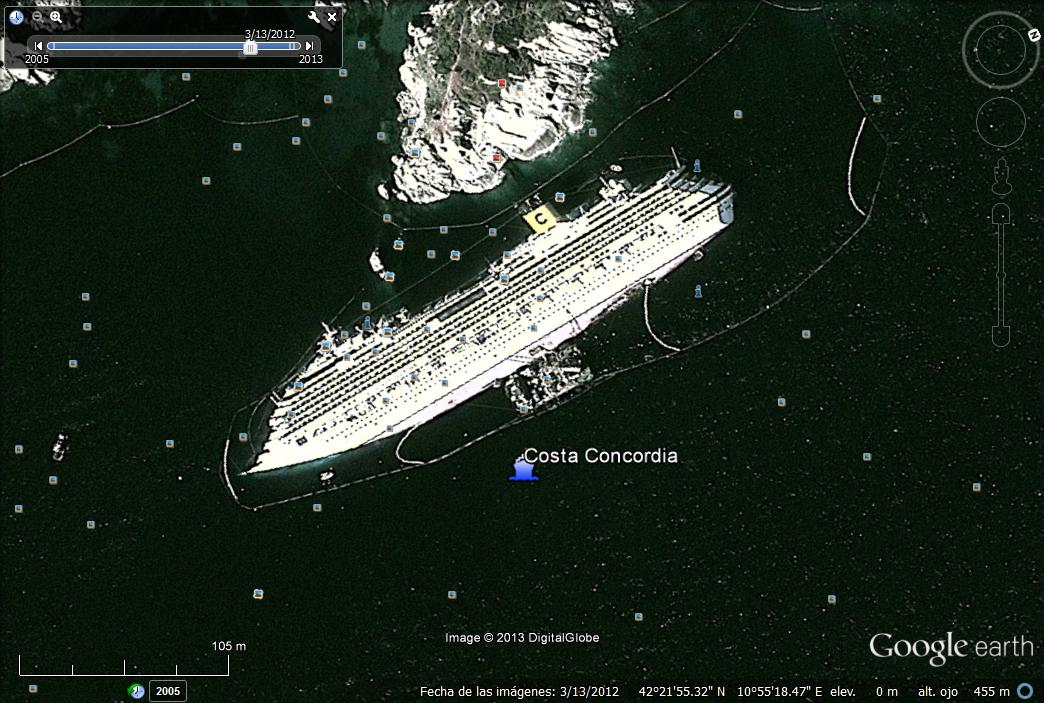 Naufragio del Costa Concordia y el barco reflotado 2 - Barcos Hundidos Fort Dauphin - Madagascar 🗺️ Foro General de Google Earth