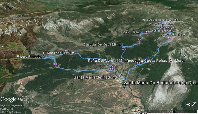 Recorrido en Google Earth - Santa María De Redondo-Peña De Los Redondos 1875m. 19/6/15 🗺️ Foro Ficheros KMZ, KML y Rutas