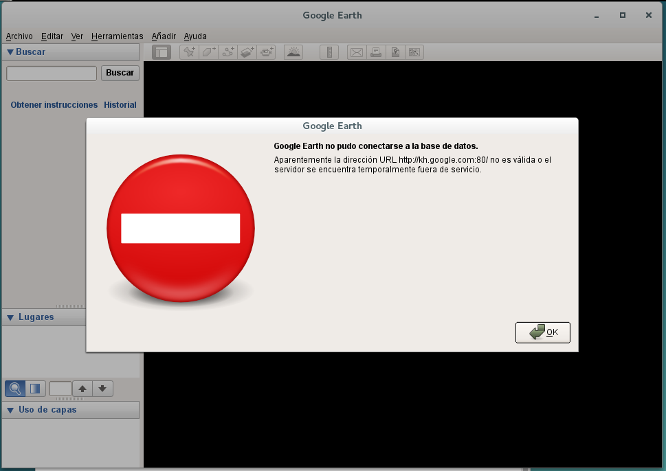 Imagen 1 - Google Earth no pudo conectarse a la base de datos - Error 🗺️ Foros de Google Earth y Maps