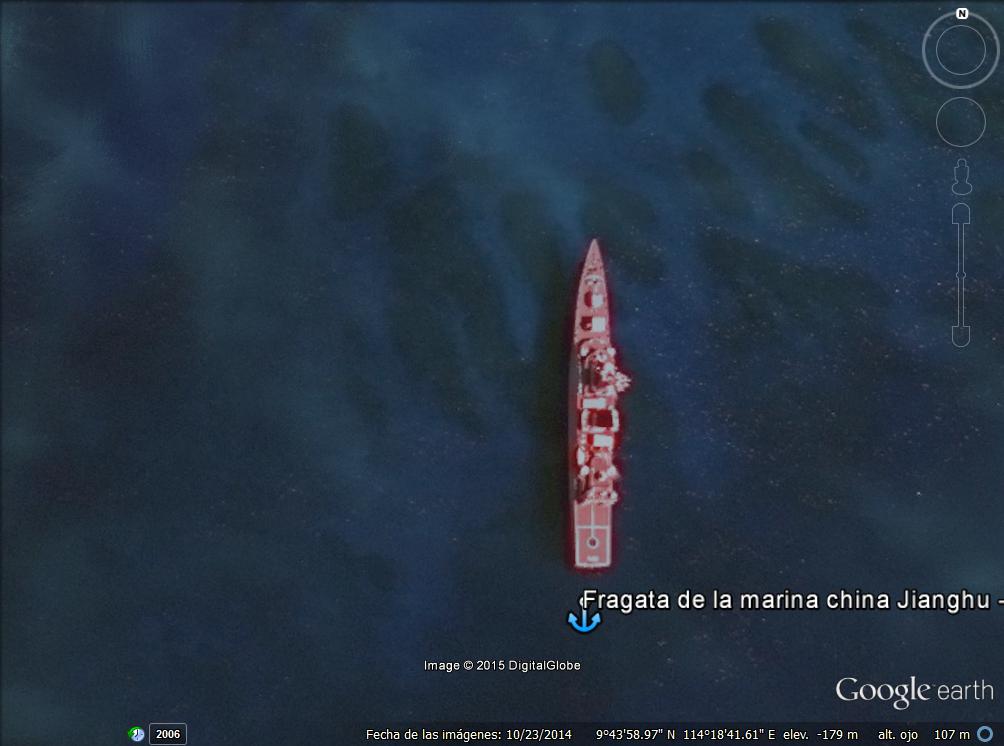 Fragata china en las islas Spratly 1