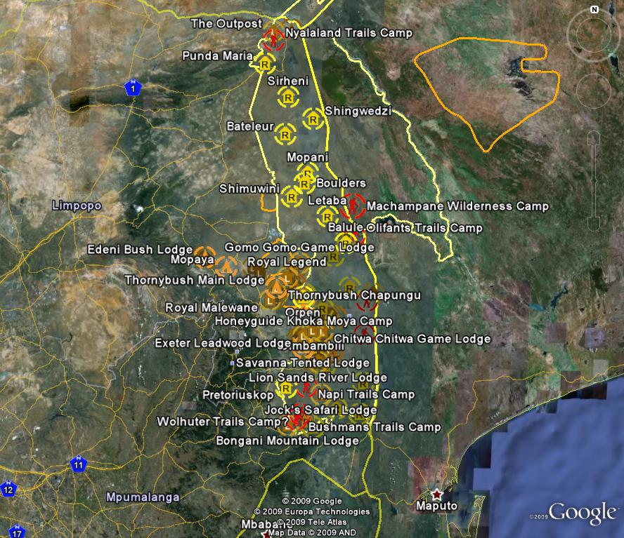 Kruger - Great Limpopo National Park - Sudafrica en Google Maps 🗺️