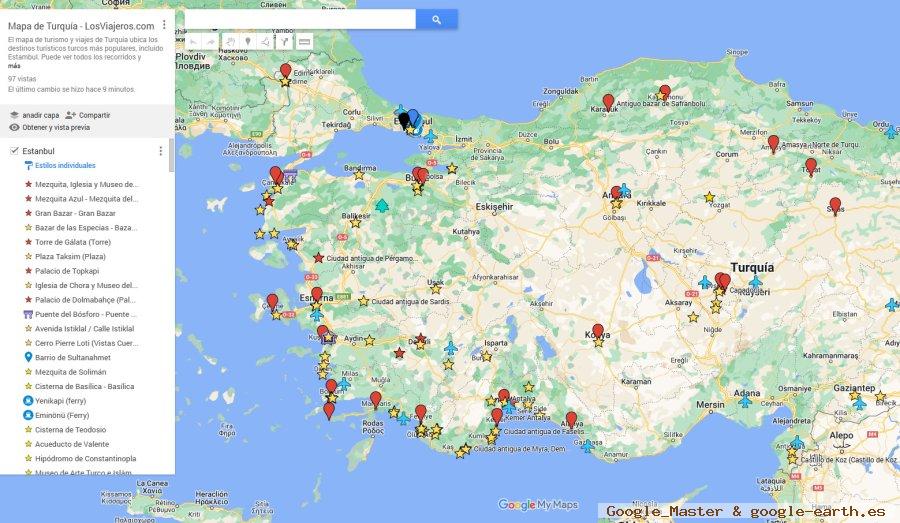 Mapa con que ver en Turquía (MyMaps) 1