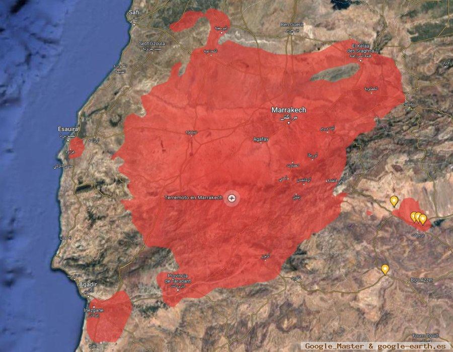 Zonas afectadas Terremoto Marrakech