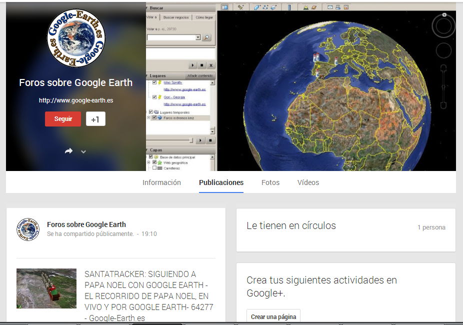 Página de Google+ de Google-Earth.es