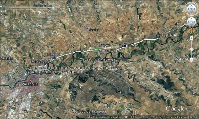 detalle del recorrido con google earth - Canal De Castilla: Ramal Sur Valladolid. 14/6/20 🗺️ Foro Ficheros KMZ, KML y Rutas