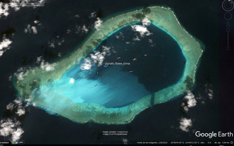 Crecimiento de las bases chinas en las islas Spratly 2